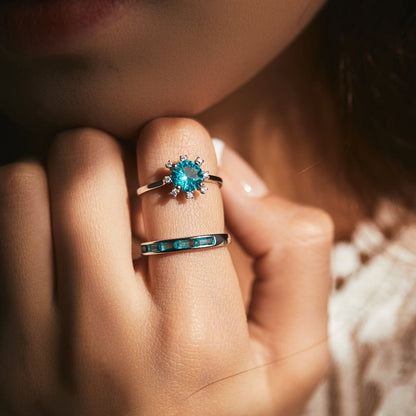 Cyan Cascade Ring - Diamoray