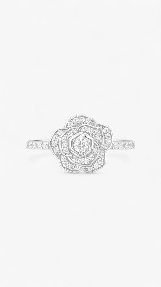 Anillo de flor de diamante
